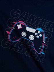 The Souled Store TSS Originals: Gamer Printed T-Shirt for Boys, 6 - 7 Years, Dark Blue