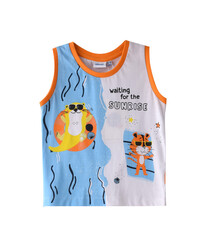 Infant Boys 2 piece Set Clothes Soft & Breathable (3-24 Months): ivory and Bright Orange, Sleeveless T-Shirt & Shorts, Outfits Sets (100% Cotton) - victor and jane