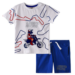 Infant Boys 2 piece Set Clothes Soft & Breathable (3-24 Months): White and Royal Blue, T-Shirts & Shorts, Outfits Sets (100% Cotton) - victor and jane