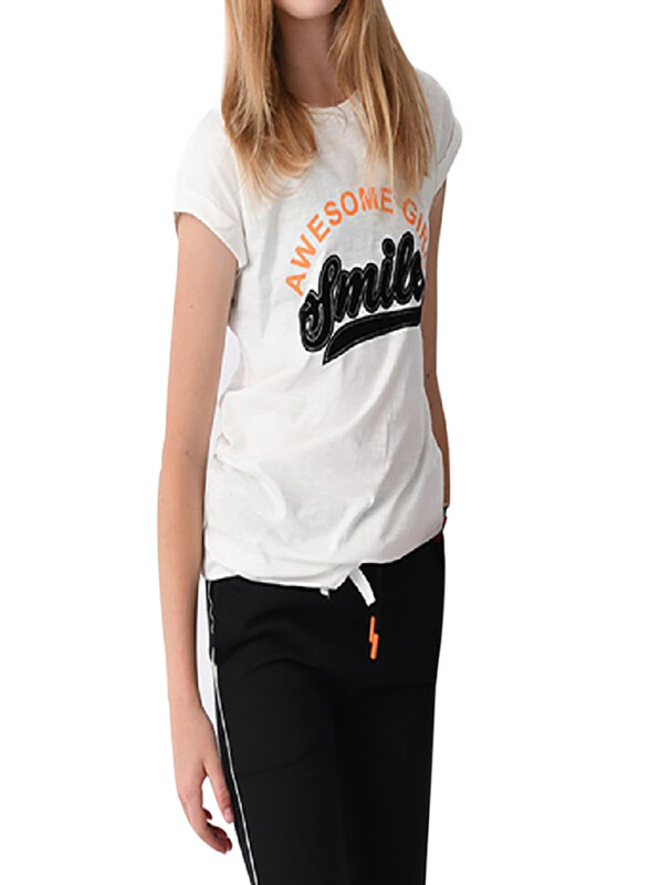 

Urbasy Girls Fashion Strappy Printed Top with Solid Jogger Pants Set, 13 - 14 Years, White/Black