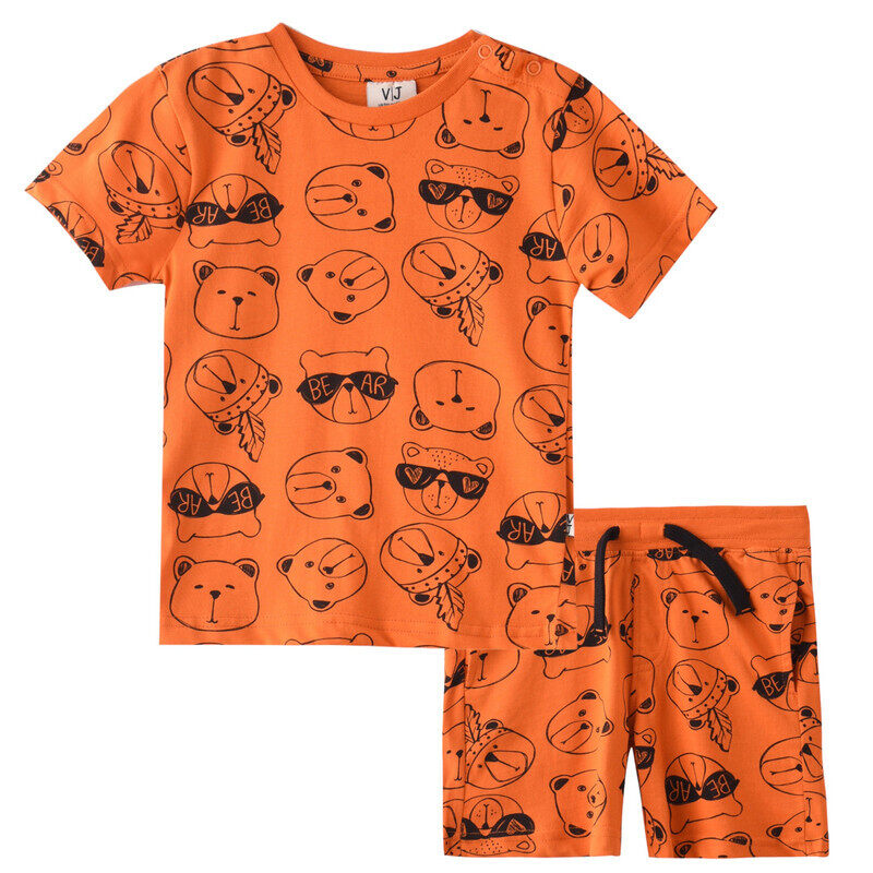 

Infant Boys 2 piece Set Clothes Soft & Breathable (3-24 Months): Dark Orange, T-Shirts & Shorts, Outfits Sets (100% Cotton) - victor and jane