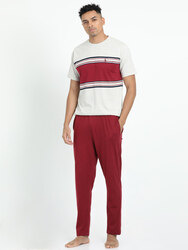 Men's Cotton Pyjama Set with Jersey Short Sleeve T-Shirt & Woven Pants