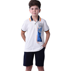 2 Piece Set for Senior Boys' T-Shirt & Shorts Sets 8-14 Years- ivory and Navy Blue colour Comfortable Fit 100 % percent Cotton- victor and jane