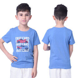 Boys T-Shirts (2-8 Years): Bright Blue colour,  (100% Cotton)