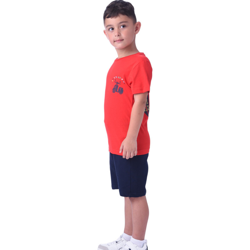 Kids Boys 2 piece Set T-Shirts & Shorts (2-8 Years): Red and Navy colour, Outfits Sets (100% Cotton)