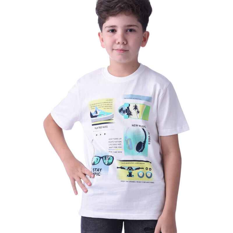 

Boys' T-Shirt 8-14 Years-ivory colour Comfortable Fit 100 % percent Cotton- victor and jane