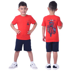 Kids Boys 2 piece Set T-Shirts & Shorts (2-8 Years): Red and Navy colour, Outfits Sets (100% Cotton)