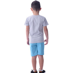 Victor & Jane Boys' Comfortable 2-Piece T-Shirt & Shorts Set (2-8 Years)- Grey & Blue, 100% Cotton