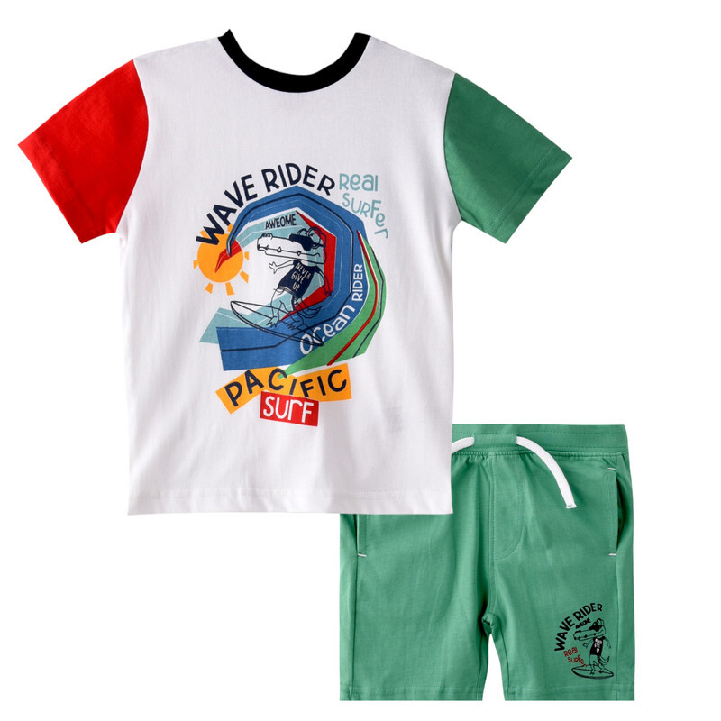 

Infant Boys 2 piece Set Clothes Soft & Breathable (3-24 Months): White Green and Red, T-Shirts & Shorts, Outfits Sets (100% Cotton) - victor and jane