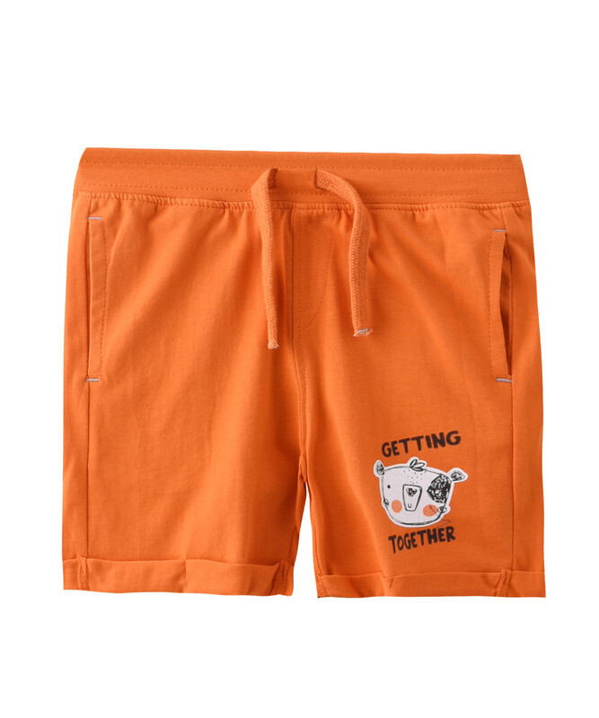 Infant Boys 2 piece Set Clothes Soft & Breathable (3-24 Months): LT.Grey Melange and Dark Orange, T-Shirts & Shorts, Outfits Sets (100% Cotton) - victor and jane