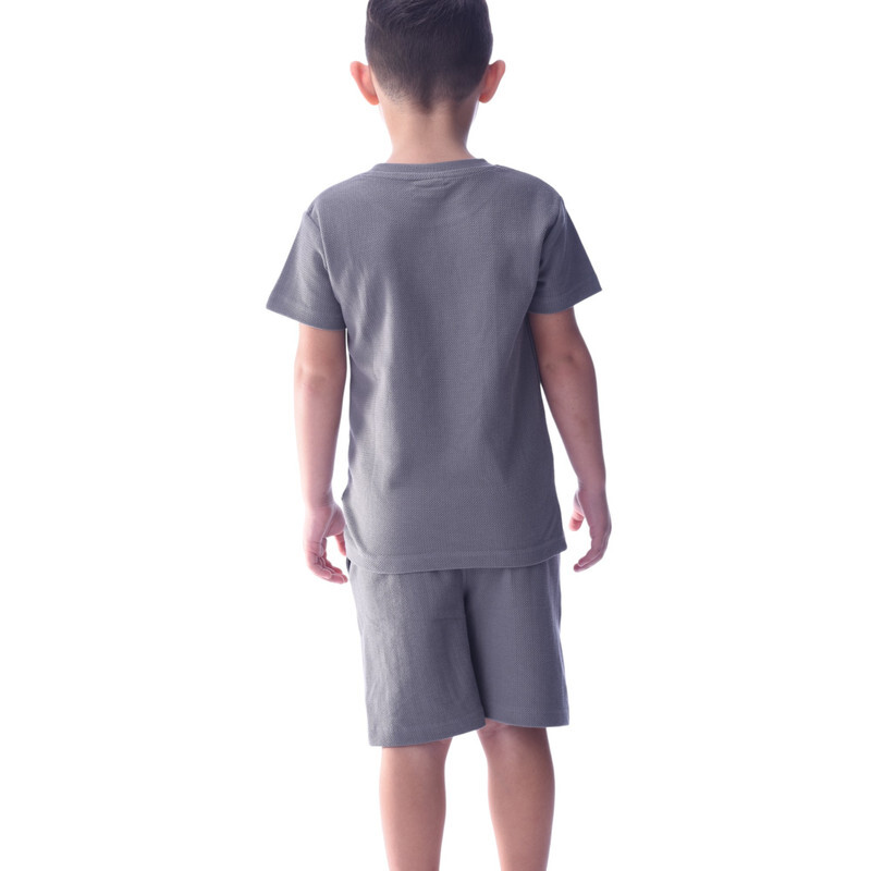 Victor & Jane Boys' Comfortable 2-Piece T-Shirt & Shorts Set (2-8 Years)-Grey, 100% Cotton