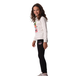 Urbasy Kids 100% Cotton Full Sleeves Sweatshirt with Leggings Set -OFF WHITE