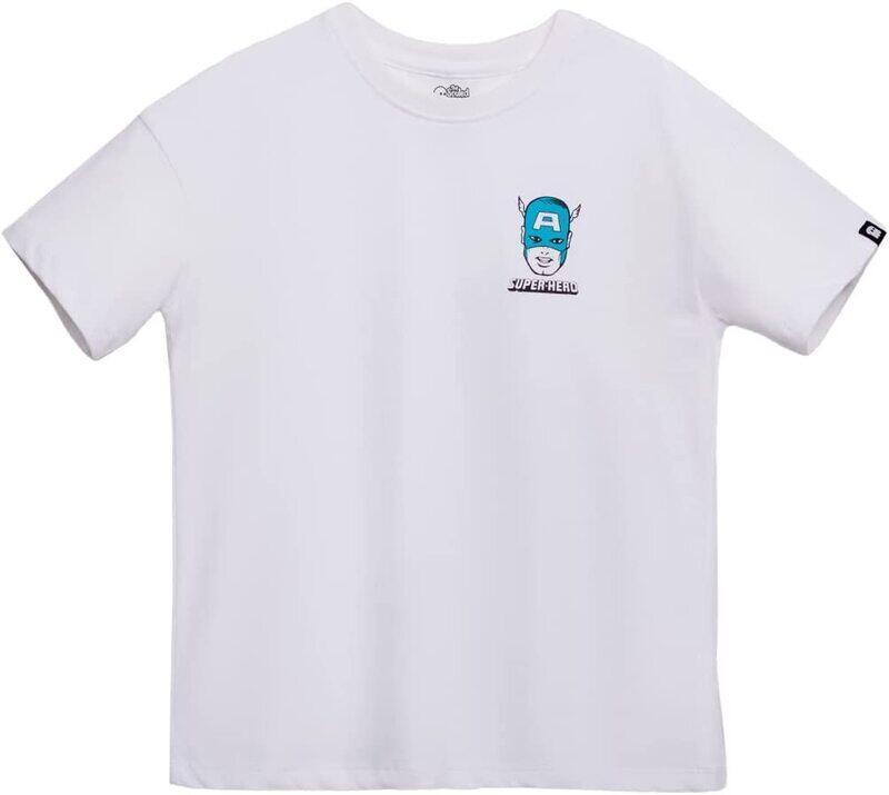 

The Souled Store Official Captain America: Superpower Printed Oversized T-Shirt for Boys, 6 - 7 Years, White