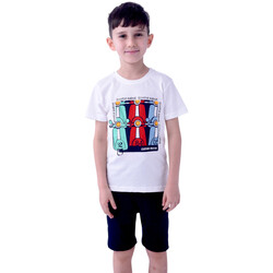 Kids  Boys 2 piece Set T-Shirts & Shorts  (2-8 Years): White and Navy Blue colour, Outfits Sets (100% Cotton)