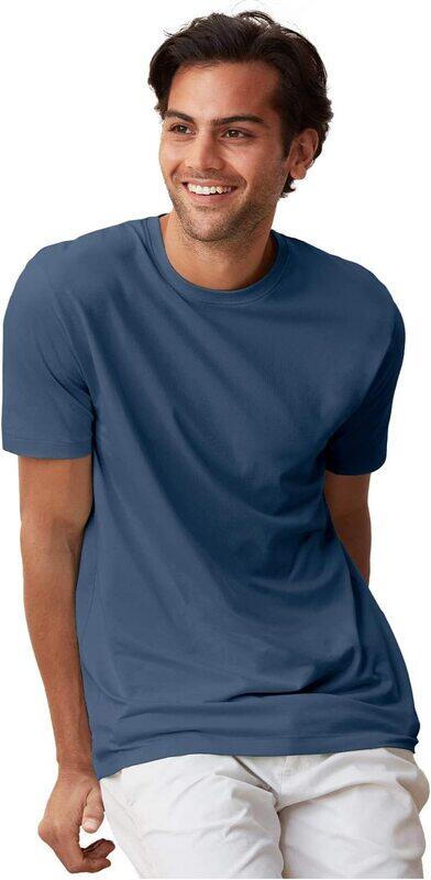 

The Souled Store Supima Half Sleeve Solid Cotton T-Shirt for Men, Extra Small, Blue