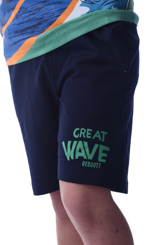 Victor & Jane Boys' Comfortable 2-Piece T-Shirt & Shorts Set (2-8 Years)- Green & Navy, 100% Cotton