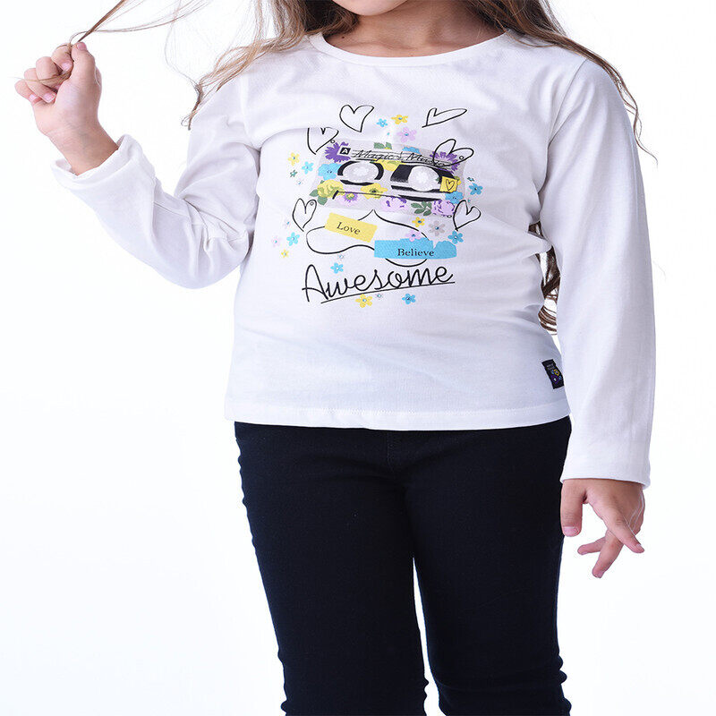 

URBASY Kids 100% Cotton Full Sleeves T-shirt in WHITE