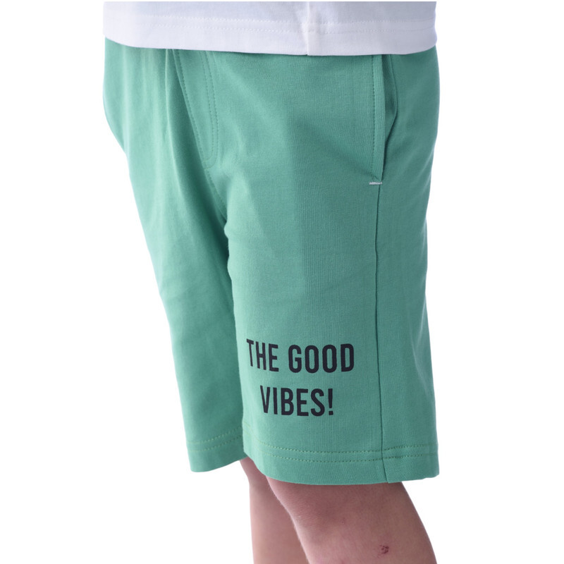 Victor & Jane Boys' Comfortable 2-Piece T-Shirt & Shorts Set (2-8 Years) Off-White & Green, 100% Cotton