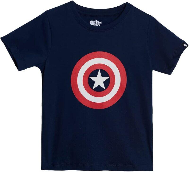 

The Souled Store Official Captain America: The Shield Printed T-Shirt for Boys, 5 - 6 Years, Dark Blue