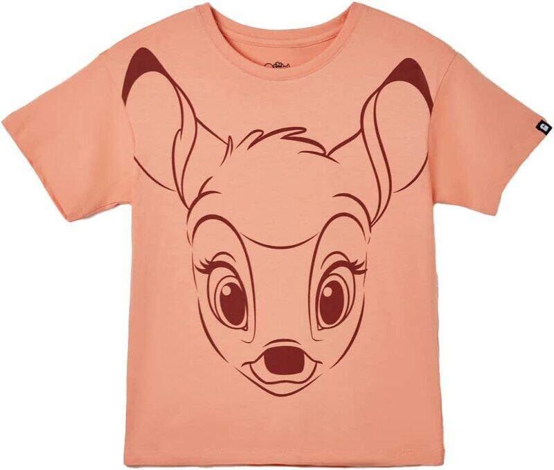 

The Souled Store Official Disney: Bambi Printed Oversized T-Shirt for Girls, 8 - 9 Years, Peach