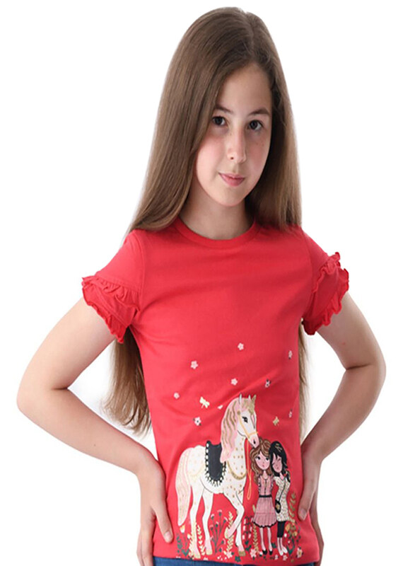 

Urbasy Fashion T-shirt for Kids Girls, 8-9 Years, Red