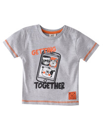 Infant Boys 2 piece Set Clothes Soft & Breathable (3-24 Months): LT.Grey Melange and Dark Orange, T-Shirts & Shorts, Outfits Sets (100% Cotton) - victor and jane