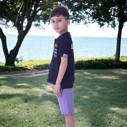 Kids Boys 2 piece Set T-Shirts & Shorts (2-8 Years): Navy Blue and Lilac colour, Outfits Sets (100% Cotton)