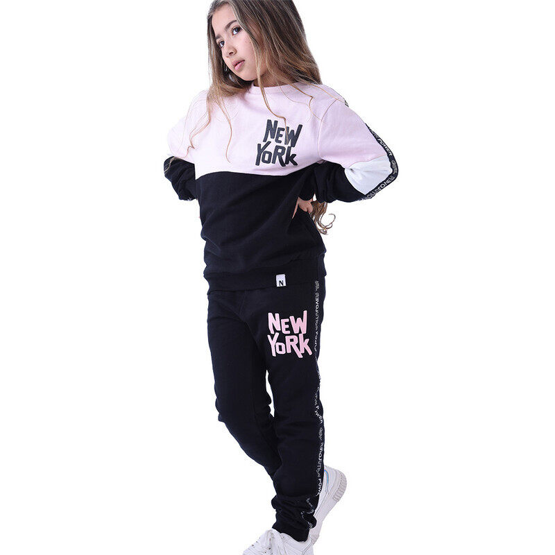 

Urbasy Kids 100% Cotton Full Sleeves Sweatshirt with Leggings Set - BLACK