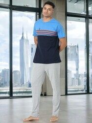 Men's Cotton Pyjama Set with Jersey Short Sleeve T-Shirt & Pants