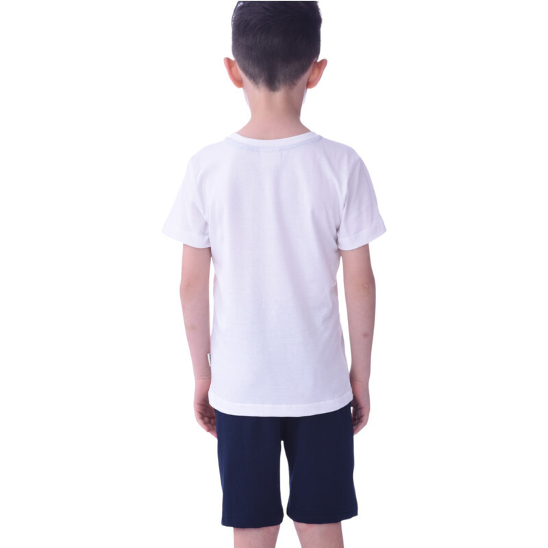 Kids  Boys 2 piece Set T-Shirts & Shorts  (2-8 Years): White and Navy Blue colour, Outfits Sets (100% Cotton)