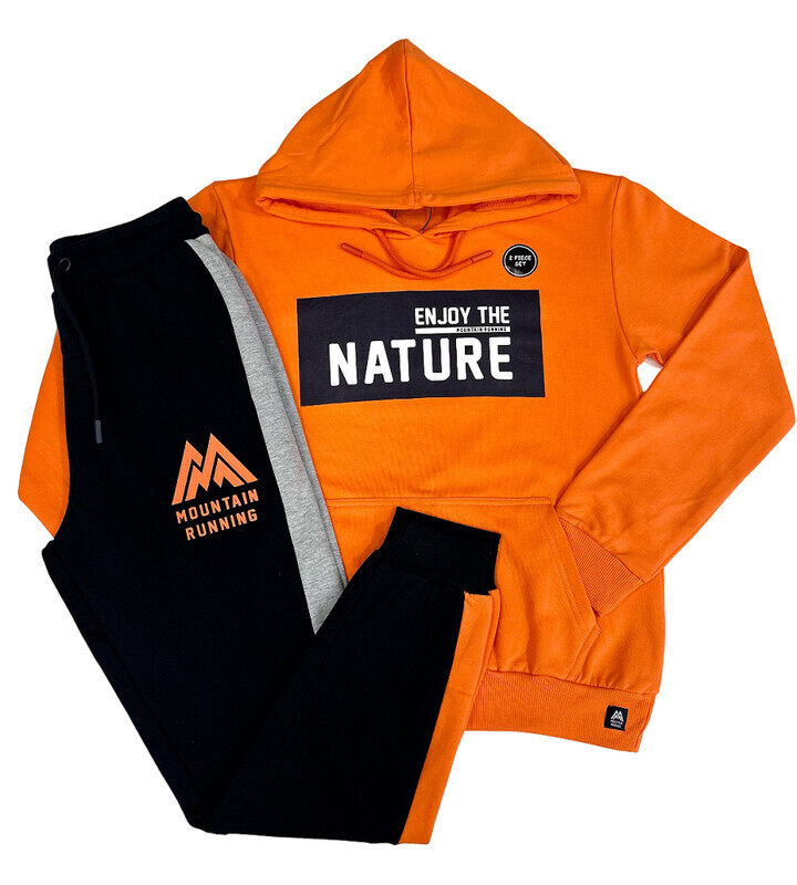

Urbasy Kids 100% Cotton Full Sleeves SweatJacket with Joggers Set - ORANGE