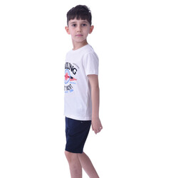 Kids  Boys 2 piece Set T-Shirts & Shorts  (2-8 Years): ivory Blue, Outfits Sets (100% Cotton)