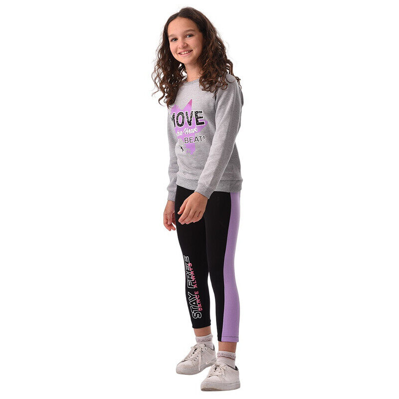 

Urbasy Kids 100% Cotton Full Sleeves Sweatshirt with Leggings Set - GREY