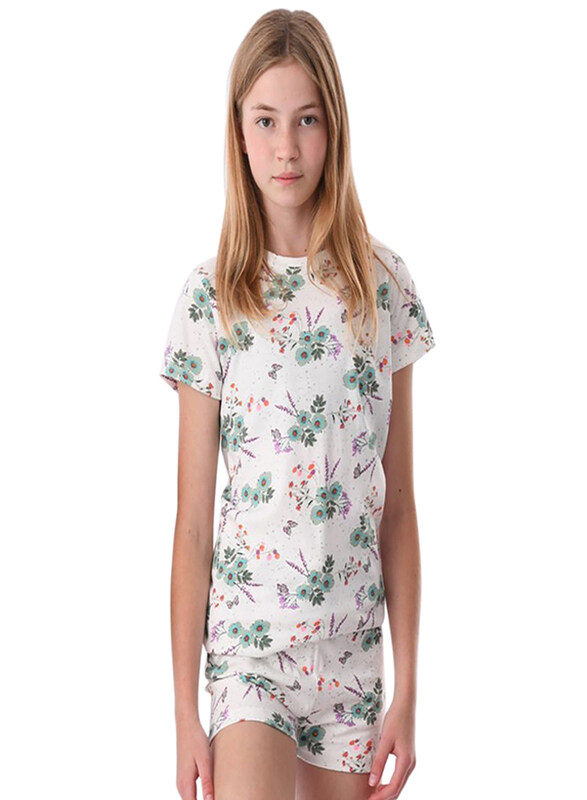

Urbasy Printed T-shirt and Shorts Set for Girls, 15 - 16 Years, White