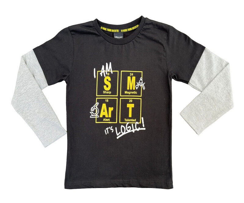 

Urbasy Kids 100% Cotton Full Sleeves T-shirt - BLACK