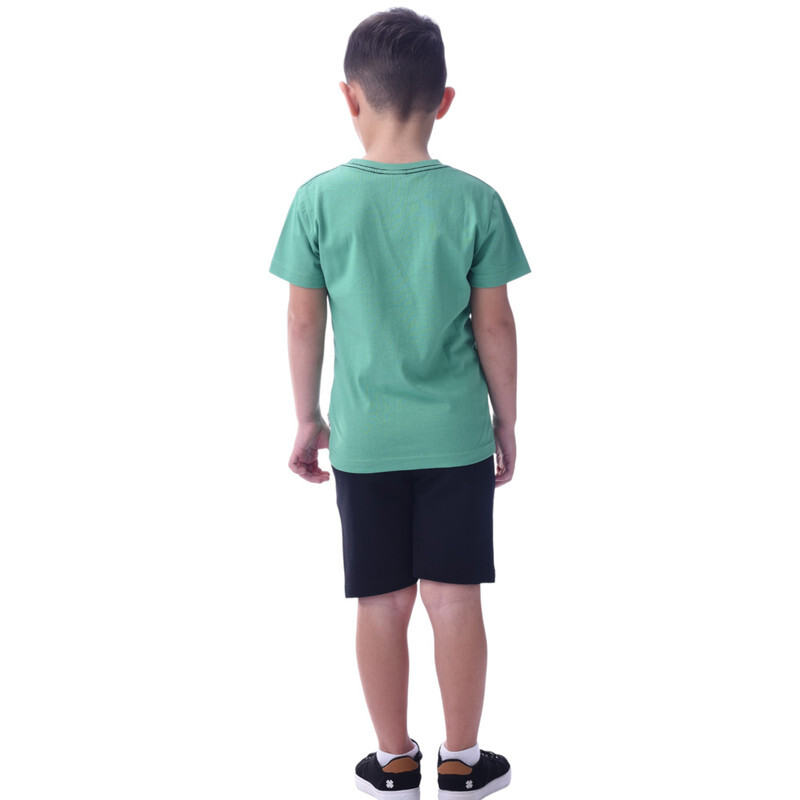 Victor & Jane Boys' Comfortable 2-Piece T-Shirt & Shorts Set (2-8 Years)Green & Black, 100% Cotton