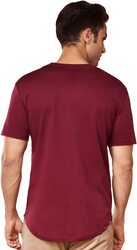 The Souled Store Solid Supima Drop Cut T-Shirt for Men, Small, Burgundy