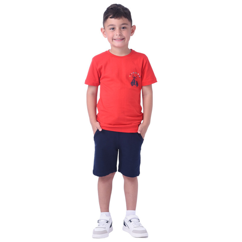 Kids Boys 2 piece Set T-Shirts & Shorts (2-8 Years): Red and Navy colour, Outfits Sets (100% Cotton)