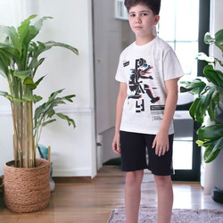 2 Piece Set for Senior Boys' T-Shirt & Shorts Sets 8-14 Years- Black and White colour Comfortable Fit 100 % percent Cotton - victor and jane