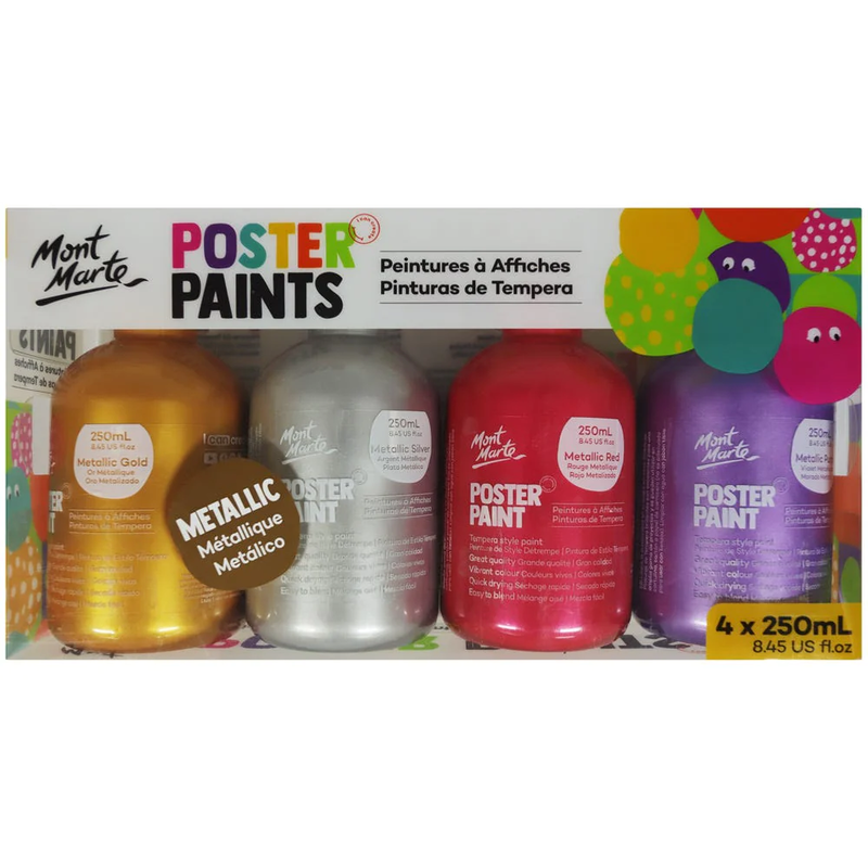 MM Poster Paint 250ml 4pc - Metallic