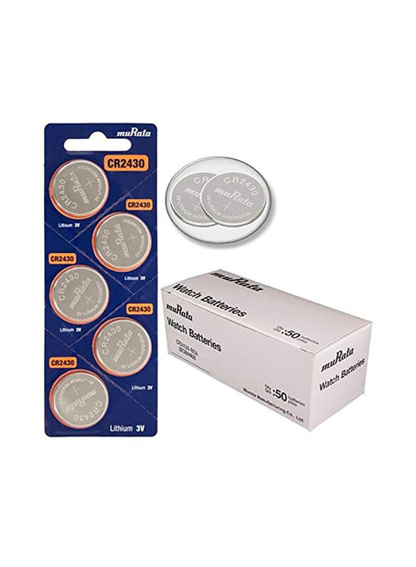 Murata Lithium Batteries Set, 0.197 inch, 50 Pieces, Silver