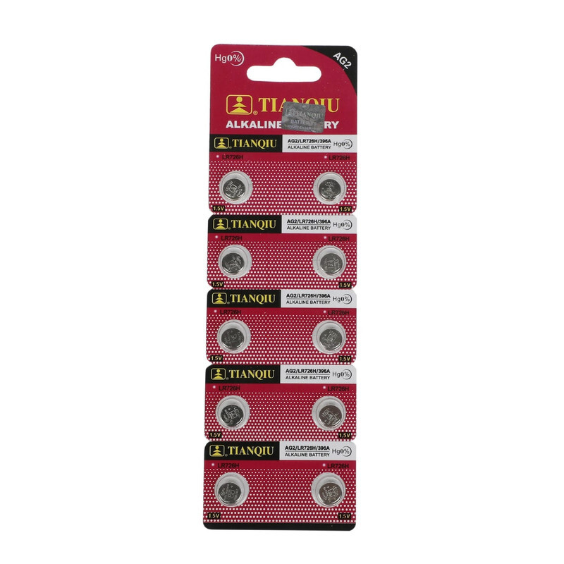 Tianqiu AG2/ LR726H/ 396A Hg0% 1.5V Alkaline Batteries - 10 Pieces