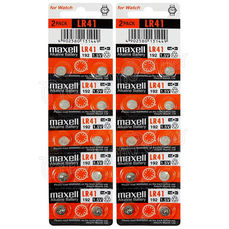 Maxell 20-Pieces (192) LR41 AG3 Alkaline Button Cell Hg 0% 1.5V Batteries
