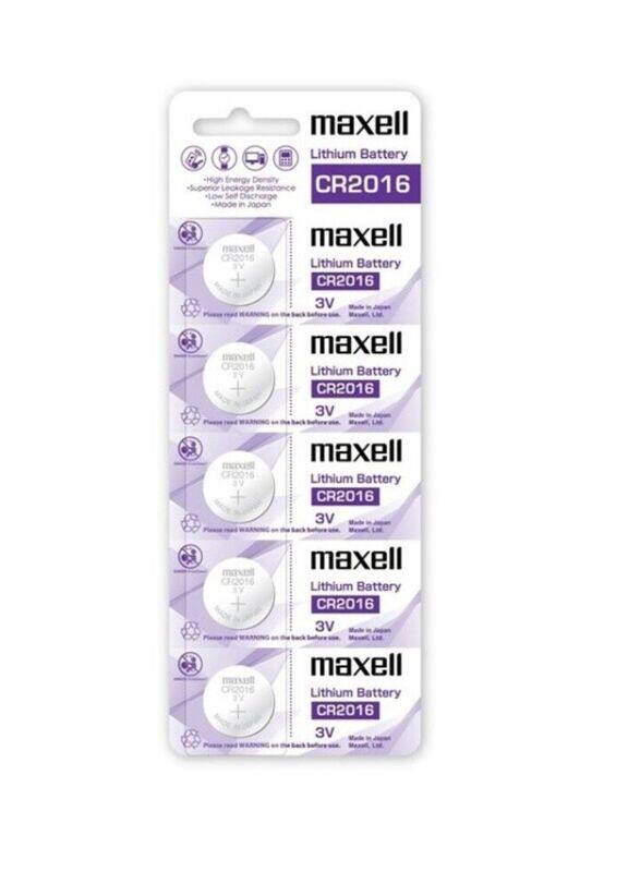 

Maxell Lithium 3V Batteries, CR2016, 5 Pieces, Silver