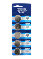 Panasonic CR2477 3V Lithium Indonesia Batteries, 5 Pieces, Silver
