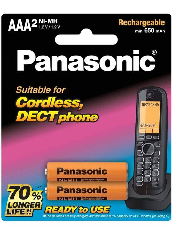 

Panasonic AAA2 1.2V DECT Phone Cordless Rechargeable Batteries, Orange