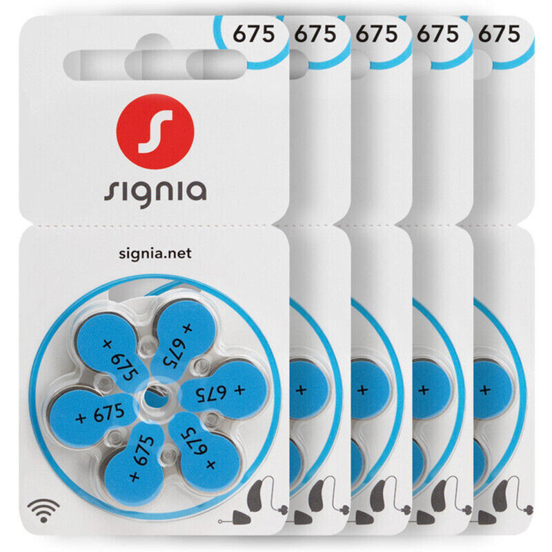 Signia 30-Pieces (Size 675) Zinc Air 1.45V Hearing Aid Batteries