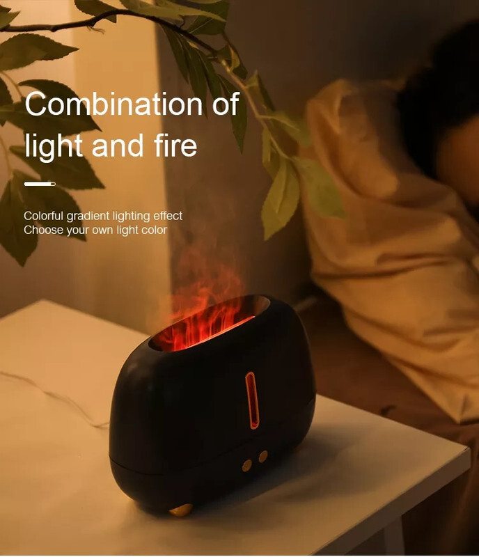250ML Flame Diffuser Humidifier With Fire Flame Effect, Essential Oil Diffuser Aroma Humidifier For Home & Office (Green)
