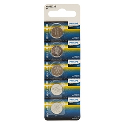 Philips CR1632 Lithium 3V Batteries - 5 Pieces
