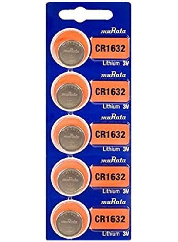 

Murata Lithium 3V Japan Batteries Set, 5 Pieces, CR1632, Silver